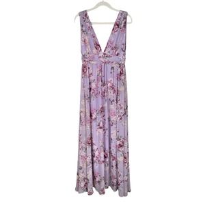 Lulus Garden Meandering Lavender Floral Print Maxi Dress Size M Purple Wedding